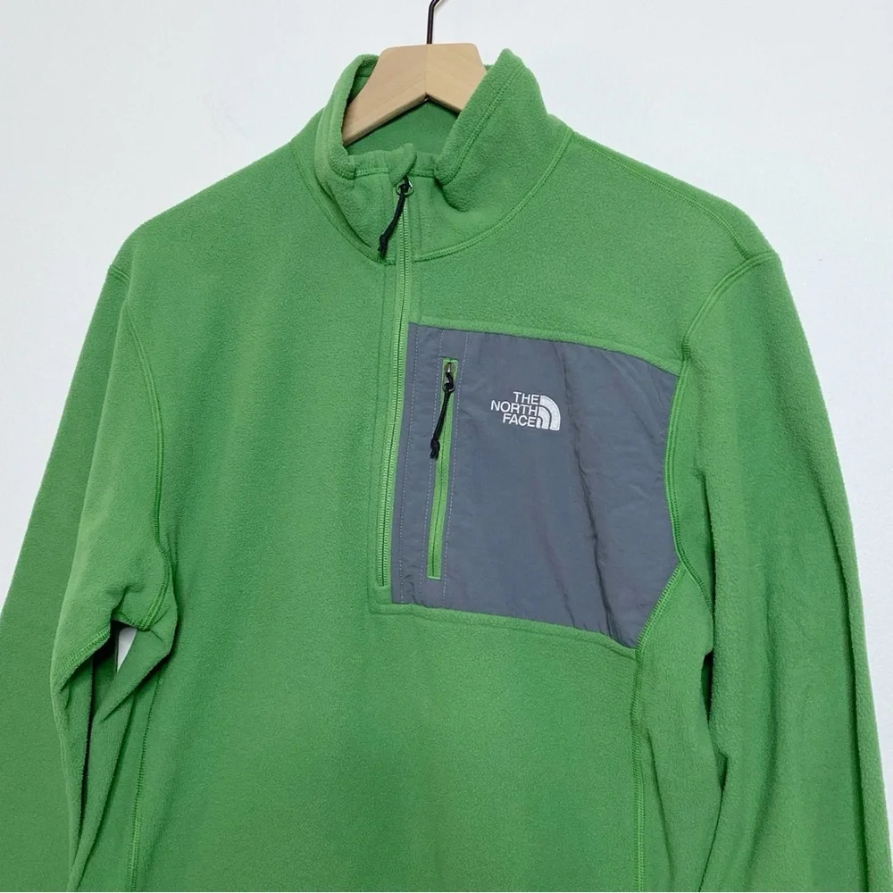 North Face Green Half Zip Pullover Fleece Sweater Medium